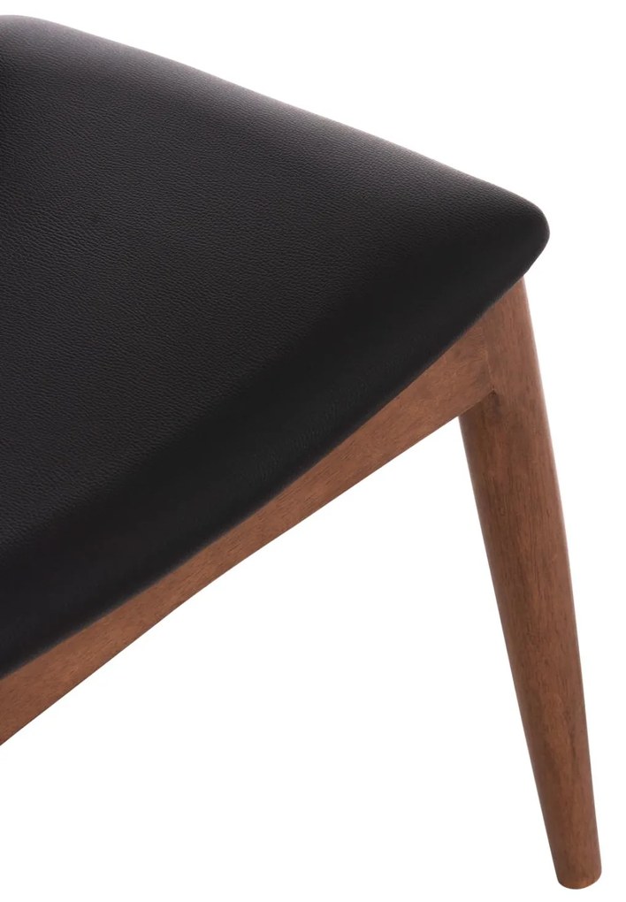 Καρέκλα τραπεζαρίας ALOR Rubberwood Καρυδί με PU Μαύρο 55x51x75Υεκ. 2αδα 55x51x75 εκ.