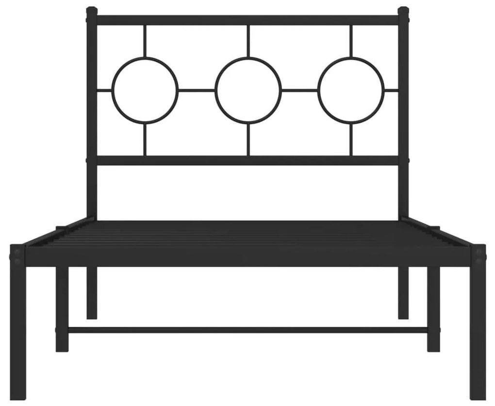 Πλαίσιο Κρεβατιού με Κεφαλάρι Μαύρο 90 x 190 εκ. Μεταλλικό - Μαύρο