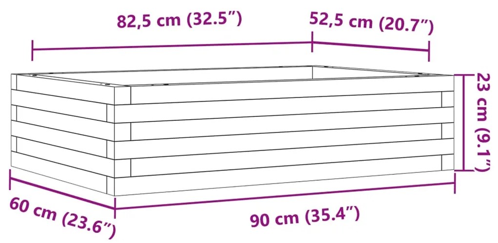Ζαρντινιέρα Κήπου 90x60x23 εκ. από Εμποτισμένο Ξύλο Πεύκου - Καφέ