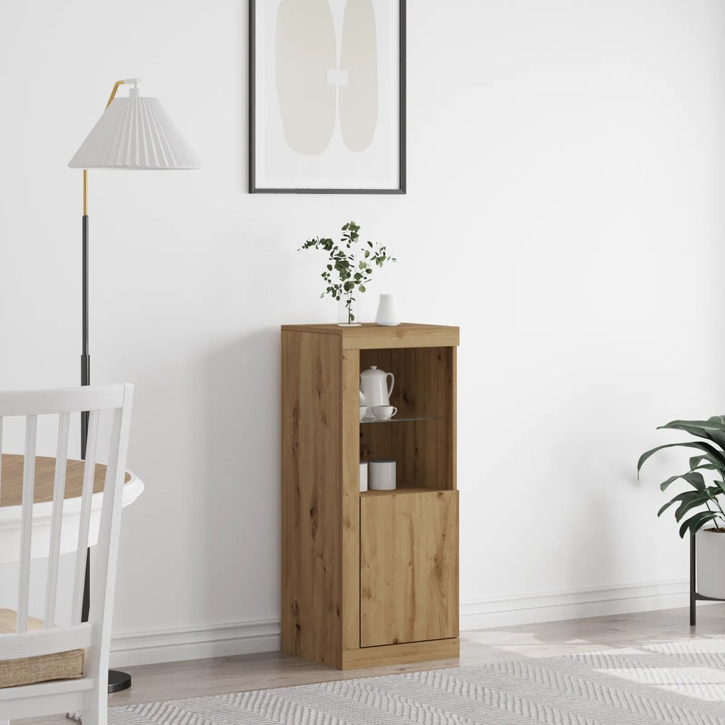 vidaXL Μπουφέ με LED Φώτα στην απόχρωση Artisan Oak 41x37x100 cm