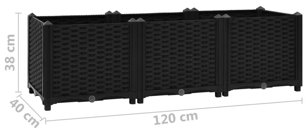 Ζαρντινιέρα 120 x 40 x 38 εκ. από Πολυπροπυλένιο - Μαύρο