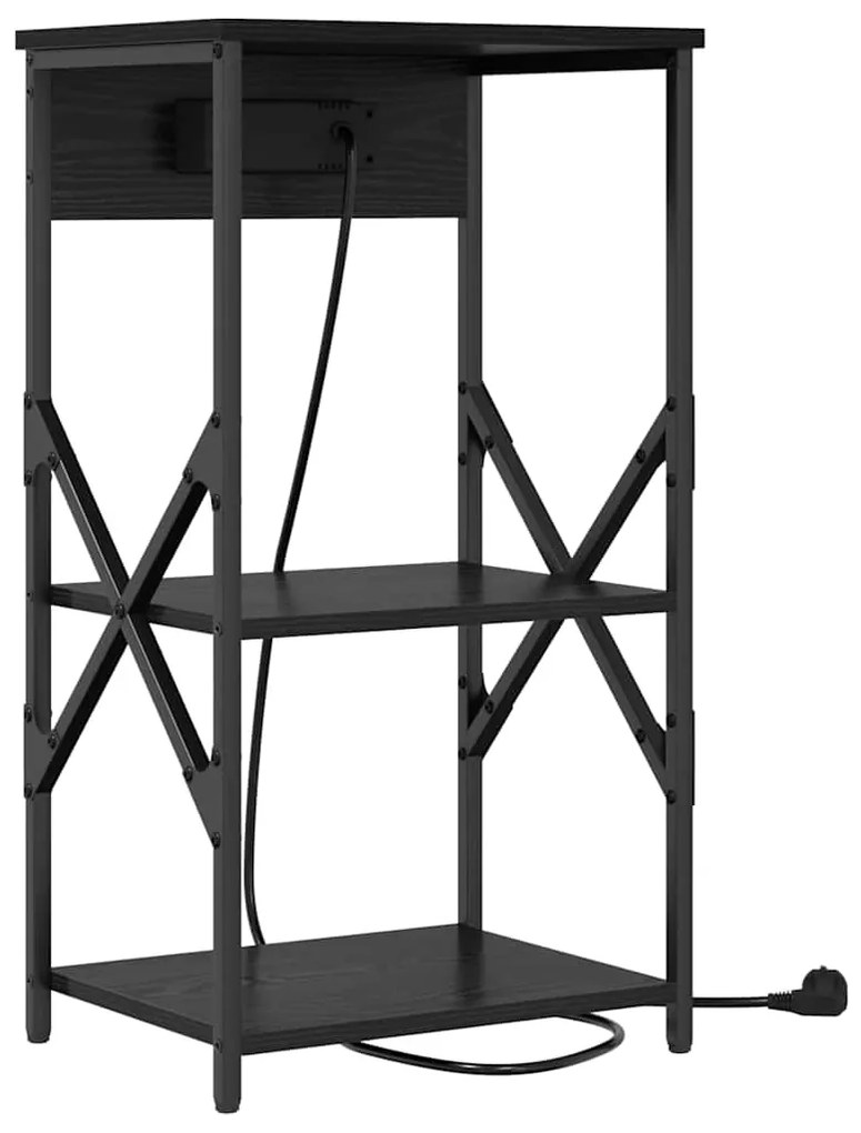 vidaXL Κομοδίνο με ράφι Μαύρη Οξυά 41 x 31 x 76 εκ. Επεξεργασμένο ξύλο