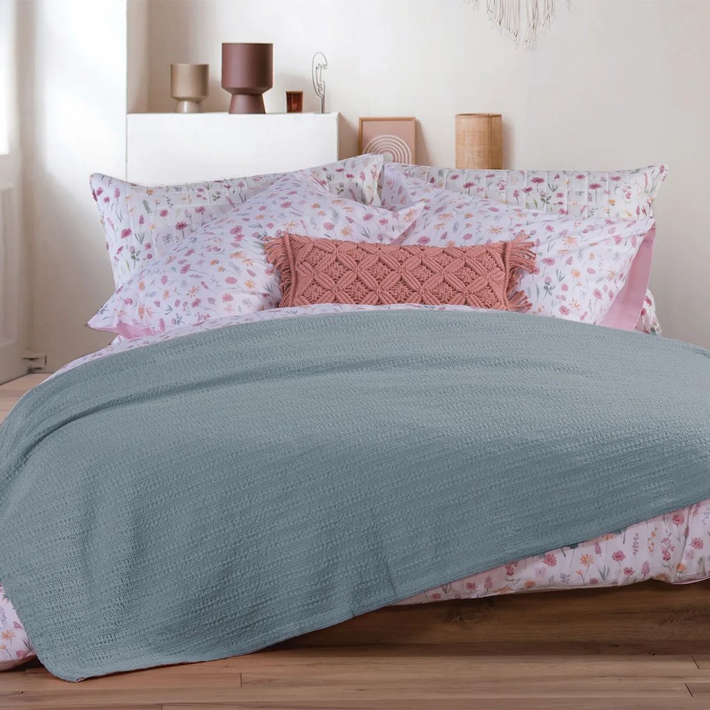 Κουβέρτα Πικέ Υπέρδιπλη (220x240) Nef-Nef Homeware Cool Dusty Blue
