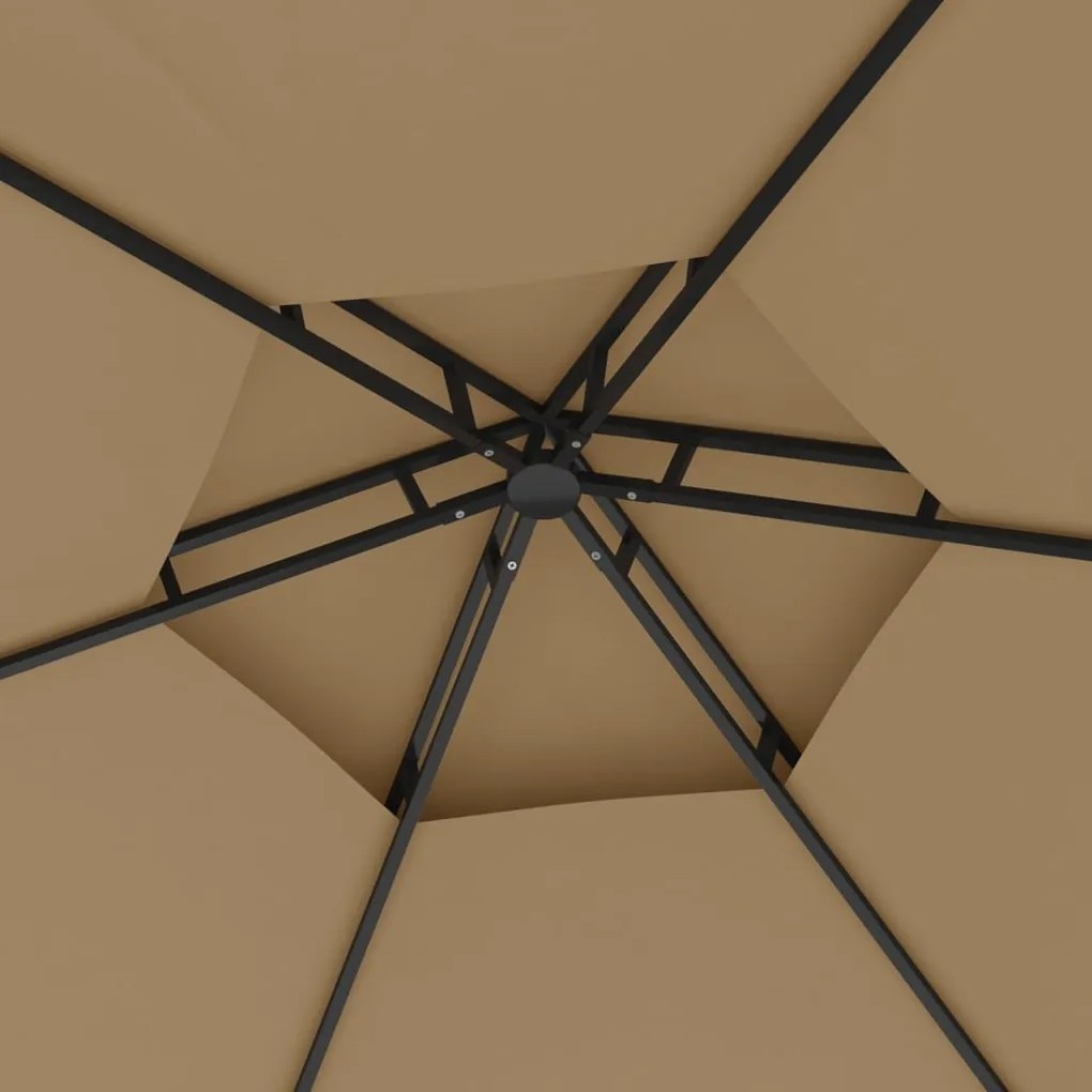 vidaXL Κιόσκι με Πλευρικά Τοιχώματα Taupe 3,1 x 2,7 μ.