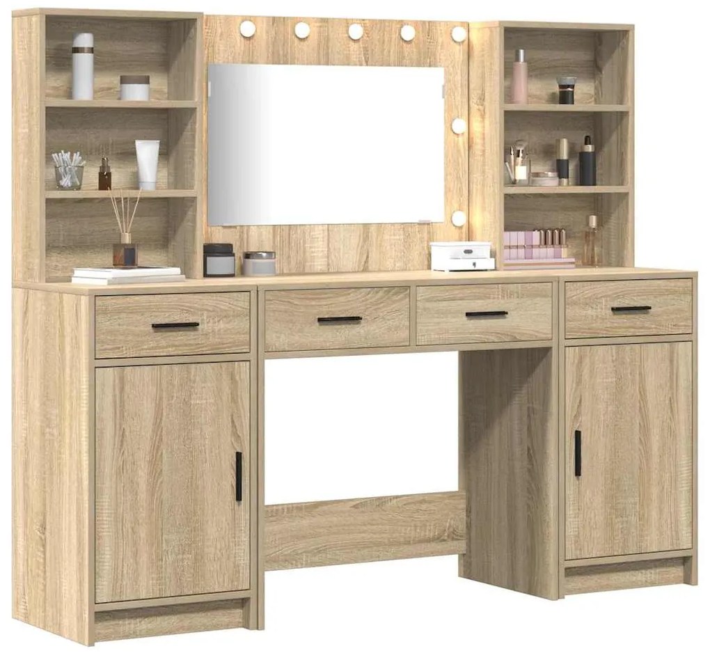 vidaXL Σετ Τραπεζιού Μακιγιάζ 3 pcs Δρύς Sonoma 78.5 x 41 x 135 εκ