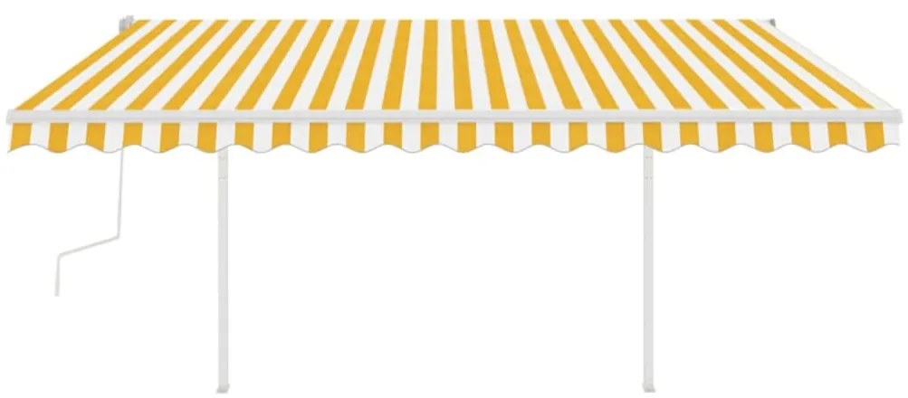 vidaXL Τέντα Συρόμενη Χειροκίνητη με LED Κίτρινο / Λευκό 4 x 3,5 μ.