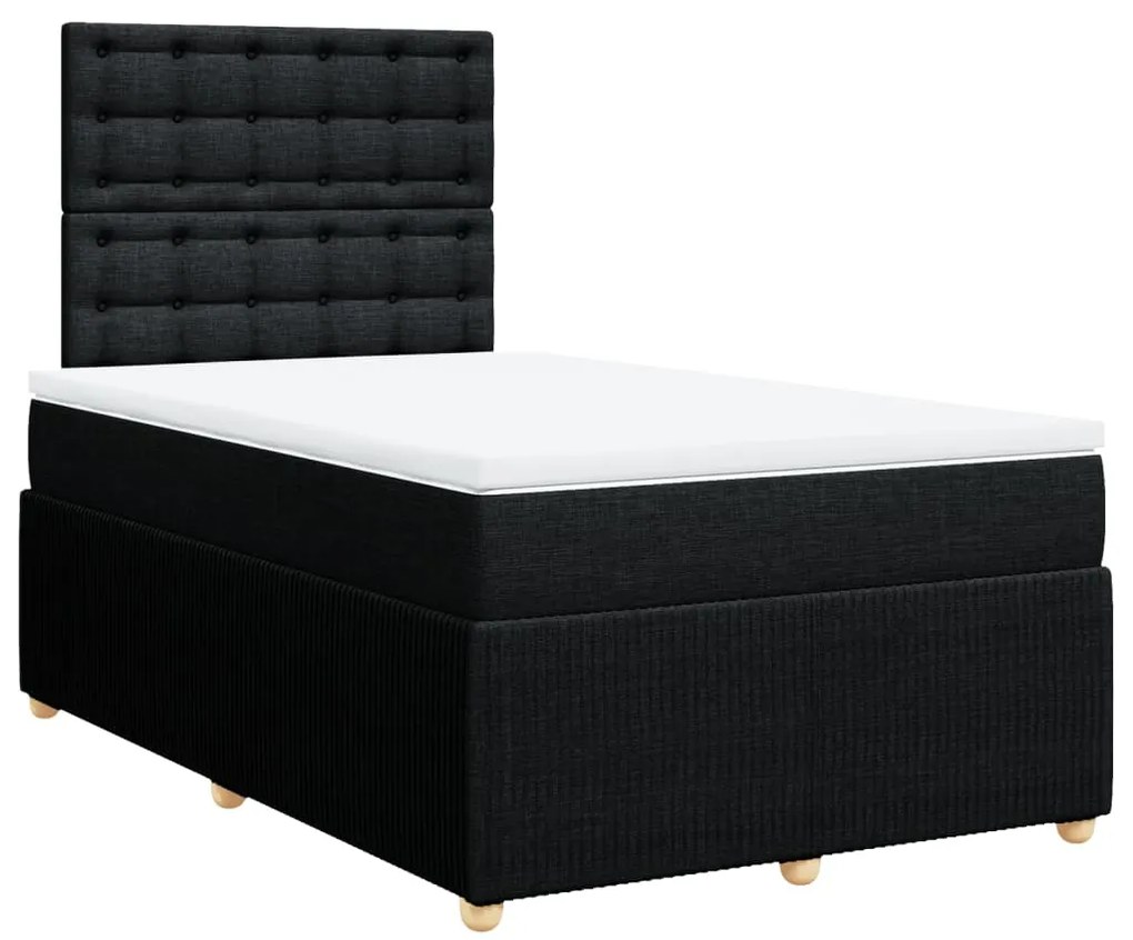 vidaXL Κρεβάτι Boxspring με Στρώμα Μαύρο 120x190 εκ. Υφασμάτινο