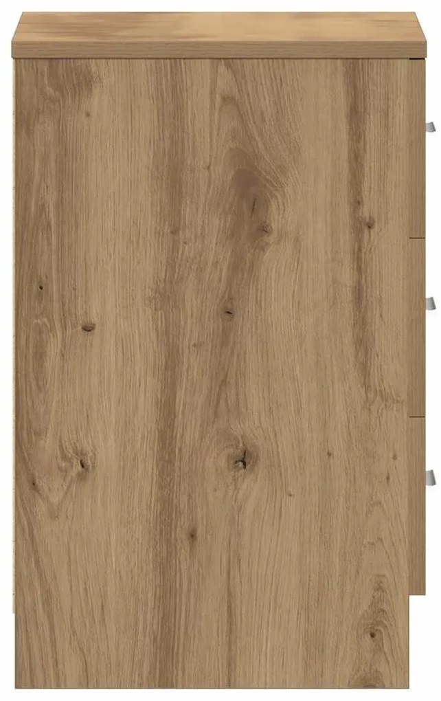 Κομοδίνο Αρτισιανή Δρυς 38x35x55 εκ. από Επεξεργασμένο Ξύλο - Καφέ