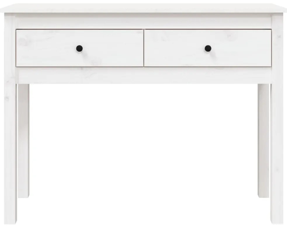 vidaXL Τραπέζι Κονσόλα Λευκό 100 x 35 x 75 εκ. από Μασίφ Ξύλο Πεύκου