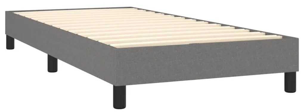 Κρεβάτι Boxspring με Στρώμα Σκούρο Γκρι 90x190 εκ. Υφασμάτινο - Γκρι