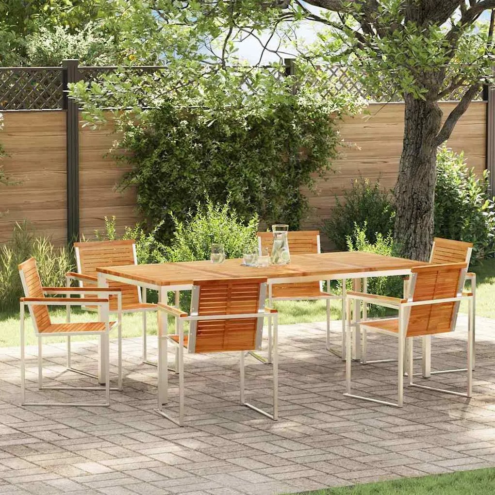 vidaXL Σέτ φαγητού για κήπο 7 pcs Συμπαγές Ξύλο Τικ