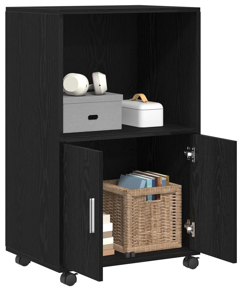 vidaXL Κυλιόμενο ντουλάπι Μαύρη Οξυά 55 x 40 x 91 εκ.