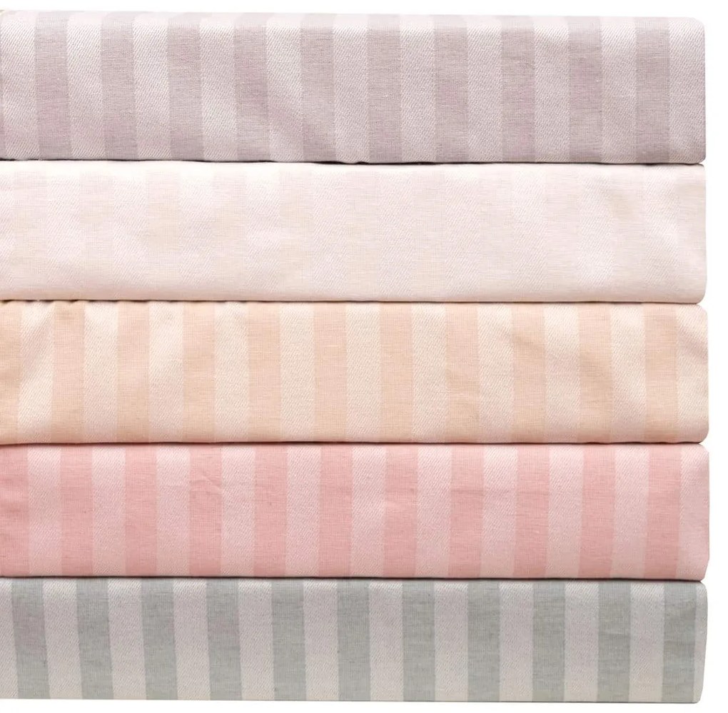 Σετ Σεντόνια Υπέρδιπλα 235x270 Polycotton Σατέν ριγέ 850 Εκρού