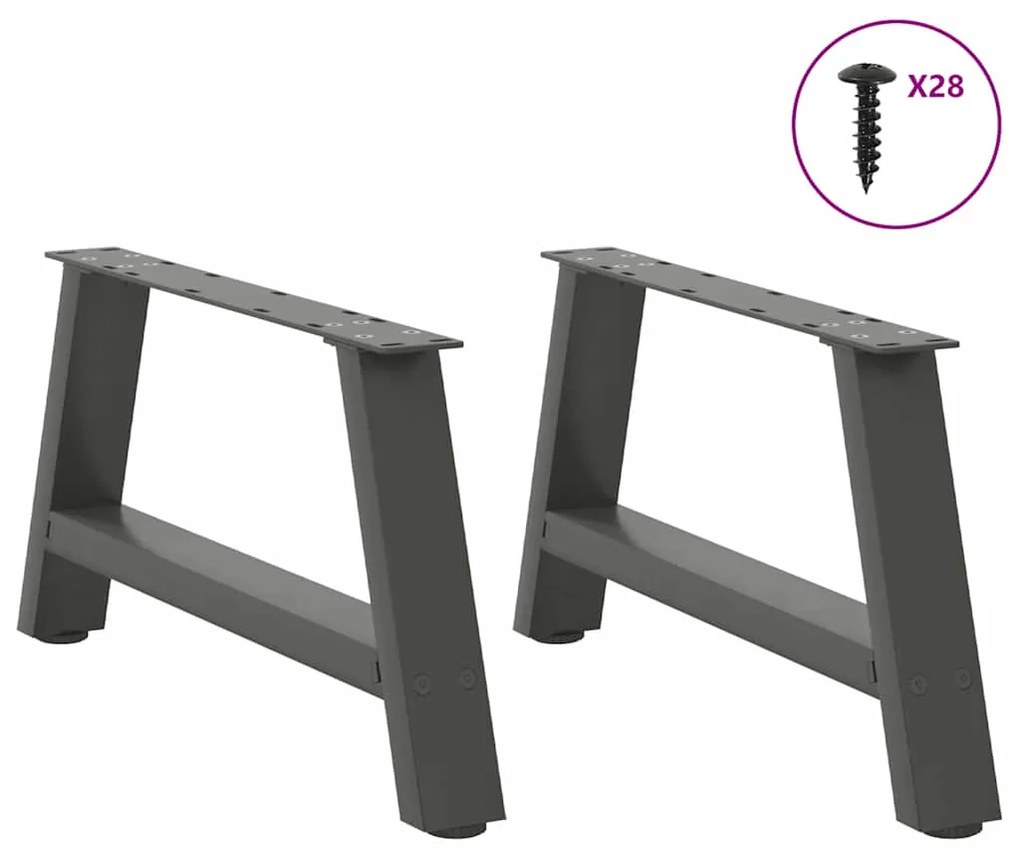 vidaXL Πόδια Τραπεζιού Σαλονιού Σχήματος Α 2 τεμ. Ανθρακί 60x(30-31) εκ. Ατσάλι