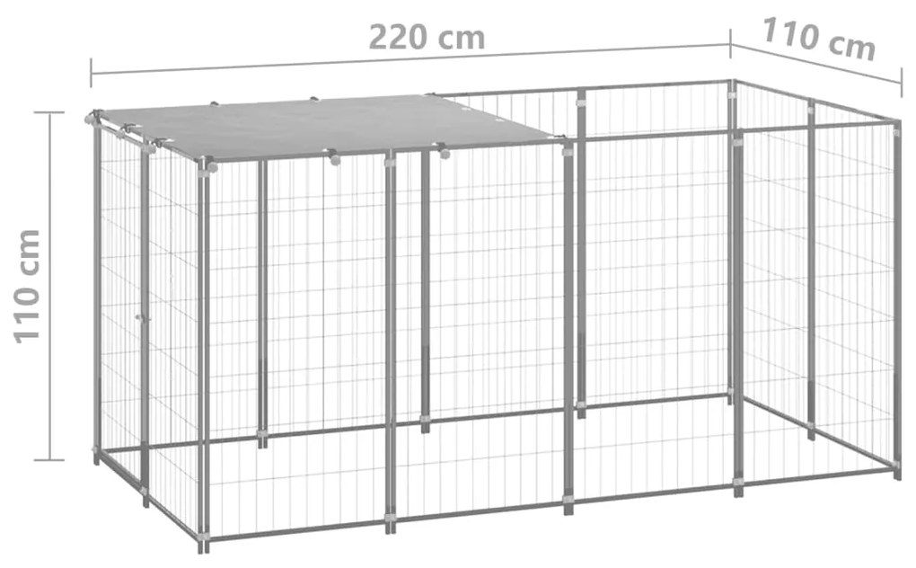 vidaXL Σπιτάκι Σκύλου Ασημί 2,42 m² Ατσάλινο