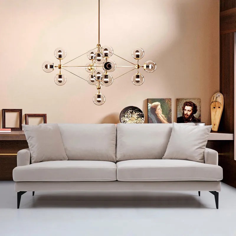 ΚΑΝΑΠΕΣ 2ΘΕΣΙΟΣ FORTUNE PAKOWORLD ΒΕΛΟΥΔΟ ΜΠΕΖ-ΜΑΥΡΟ 175X90X88ΕΚ
