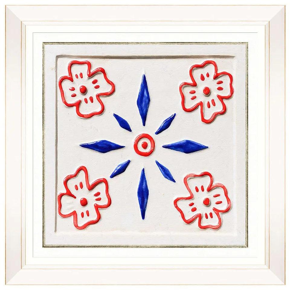 Κάδρο Folk Tiles II FA13249 50x50cm Blue-Red MindTheGap Τετράγωνοι Ξύλο