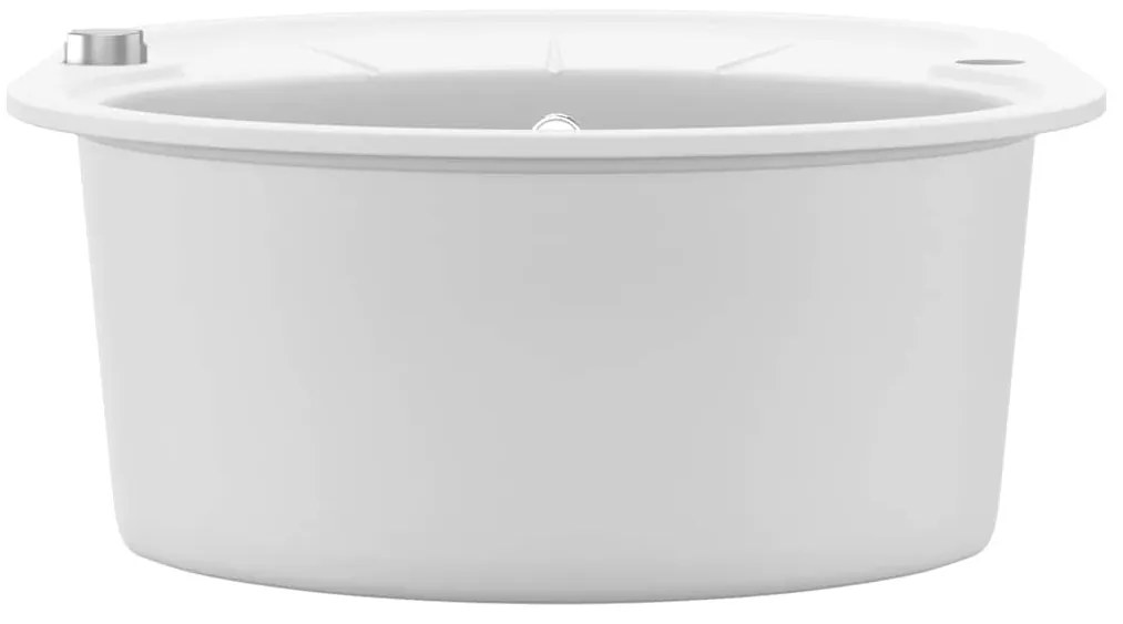 vidaXL Νεροχύτης με Μονή Γούρνα Οβάλ Λευκός Γρανιτένιος