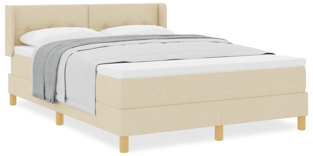 vidaXL Κρεβάτι Box Spring με Στρώμα , Κρεμ, 140x190 εκ, Ύφασμα