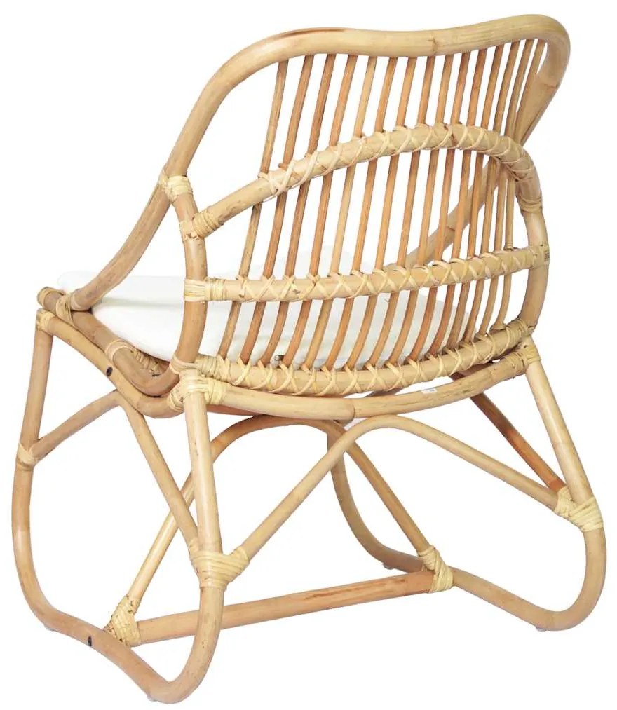 vidaXL Καρέκλα από Ρατάν και Λινό Ύφασμα