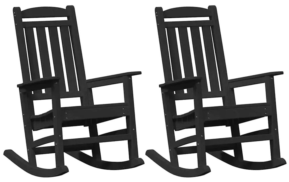 vidaXL Κουνιστή καρέκλα 2 pcs Μαύρο 92 x 70 x 108 εκ Πολυαιθυλένιο