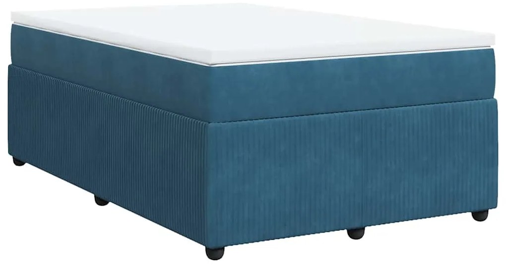 vidaXL Κρεβάτι Boxspring με Στρώμα Σκούρο Μπλε 120x200 εκ. Βελούδινο