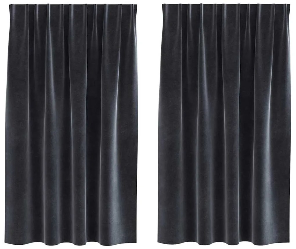vidaXL Κουρτίνες με κουρτίνες 2 pcs Σκούρο γκρι 140 x 140 cm Βελούδο