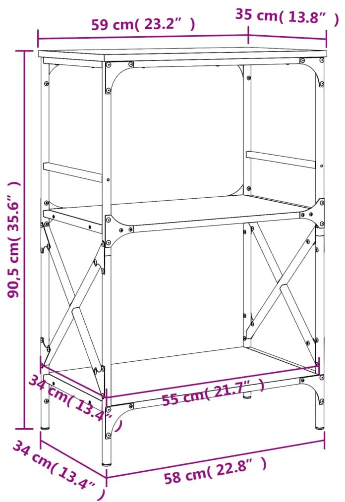 ΒΙΒΛΙΟΘΗΚΗ 3 ΕΠΙΠΕΔΩΝ ΚΑΦΕ ΔΡΥΣ 59X35X90,5 ΕΚ. ΕΠΕΞΕΡΓ. ΞΥΛΟ 837616