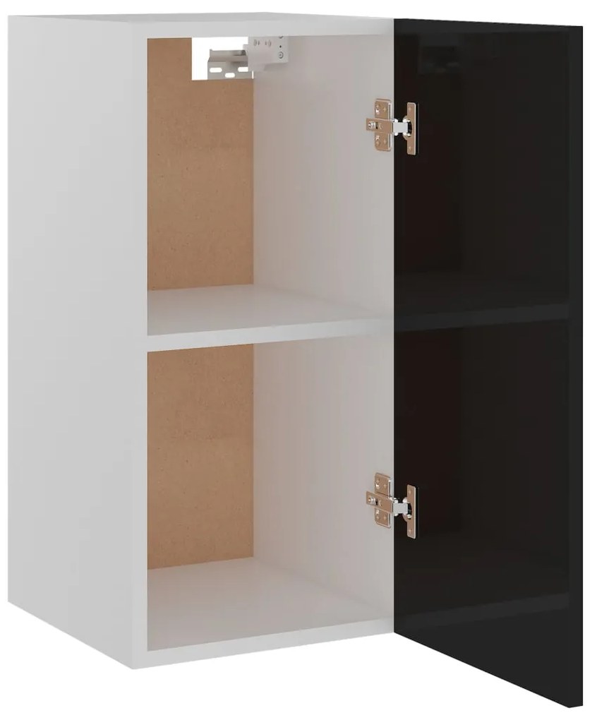vidaXL Ντουλάπι Κρεμαστό Γυαλιστερό Μαύρο 29,5x31x60 εκ. Μοριοσανίδα