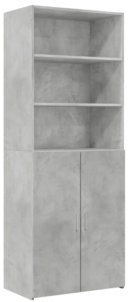 Ραφιέρα με Ντουλάπια Γκρι Σκυροδέμ. 70x42,5x225 εκ. Επεξ. Ξύλο - Γκρι