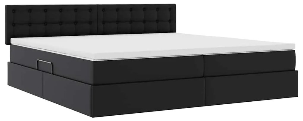 vidaXL Κρεβάτι Αποθήκης με στρώμα Μαύρο 200 x 200 cm Τεχνητό Δέρμα