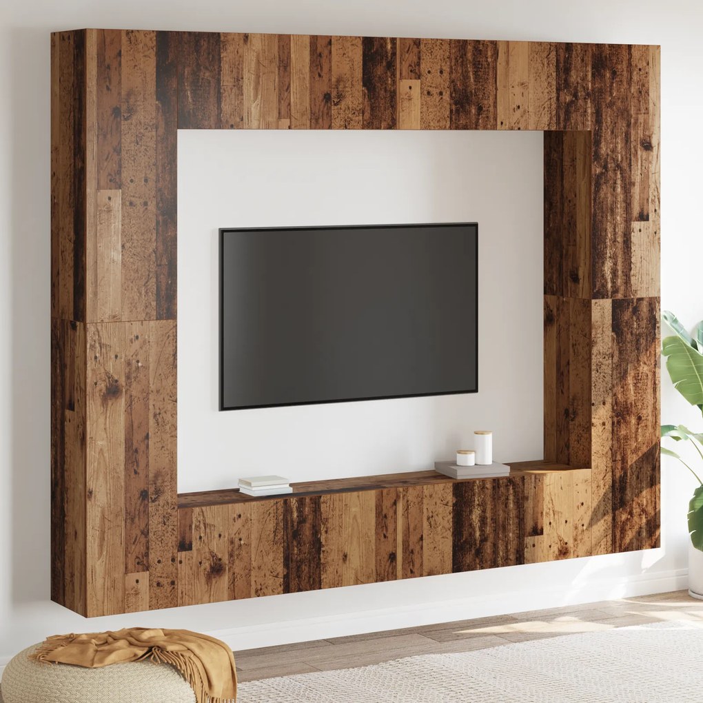 vidaXL Σετ επίπλου τηλεόρασης 8 pcs Καφέ 221 x 30 x 180 εκ.
