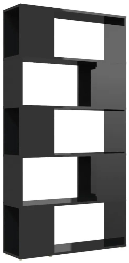 vidaXL Βιβλιοθήκη/Διαχωρ. Χώρου Γυαλ. Μαύρο 80x24x155 εκ. Επεξ. Ξύλο