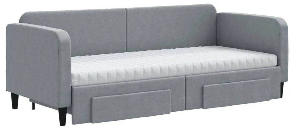 vidaXL Καναπές Κρεβάτι Συρόμενος Ανοιχτό Γκρι 80x200εκ Ύφασμα Συρτάρια