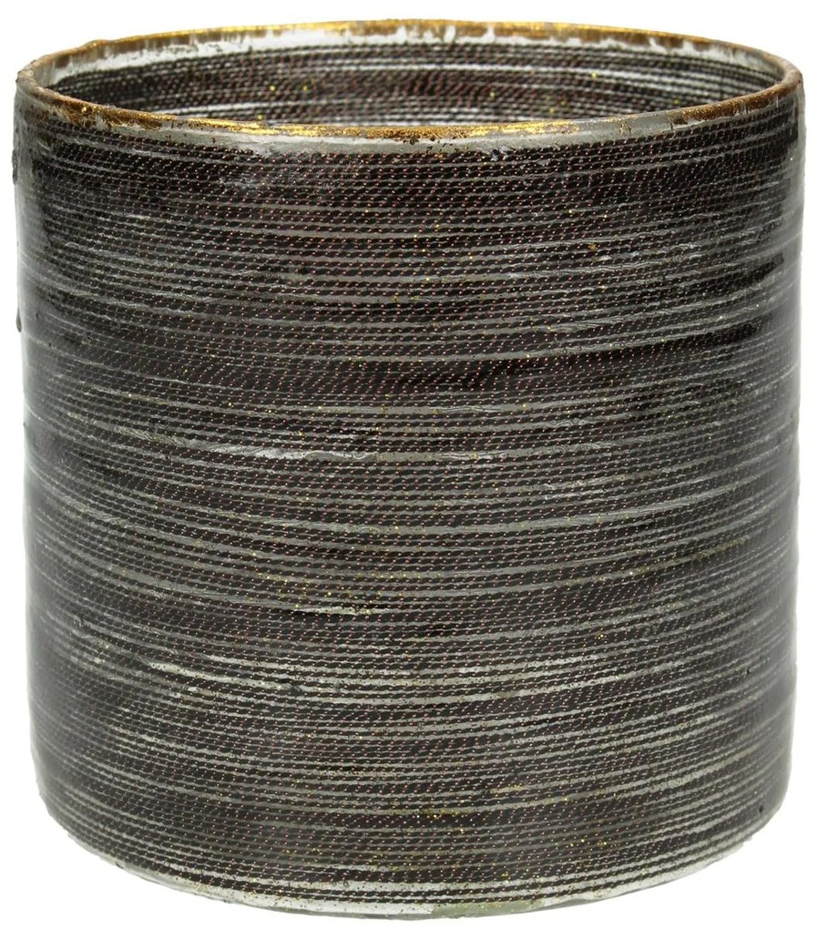 Κηροπήγιο ArteLibre Κορδόνι Καφέ Γυαλί 10x10x11cm