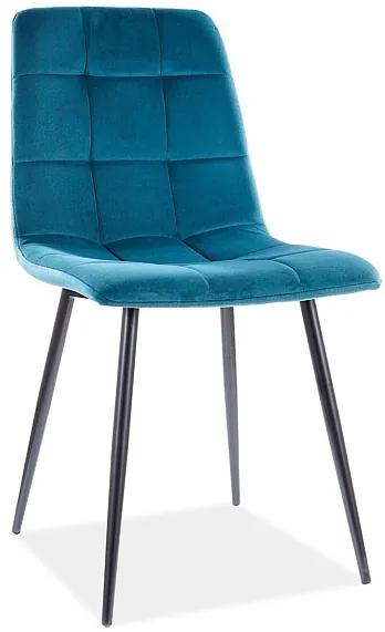 80-2120 Επενδυμένη καρέκλα ύφασμια MIla 45x41x86 μαύρο/τιρκουάζ βελούδο DIOMMI MILAVCTU, 1 Τεμάχιο