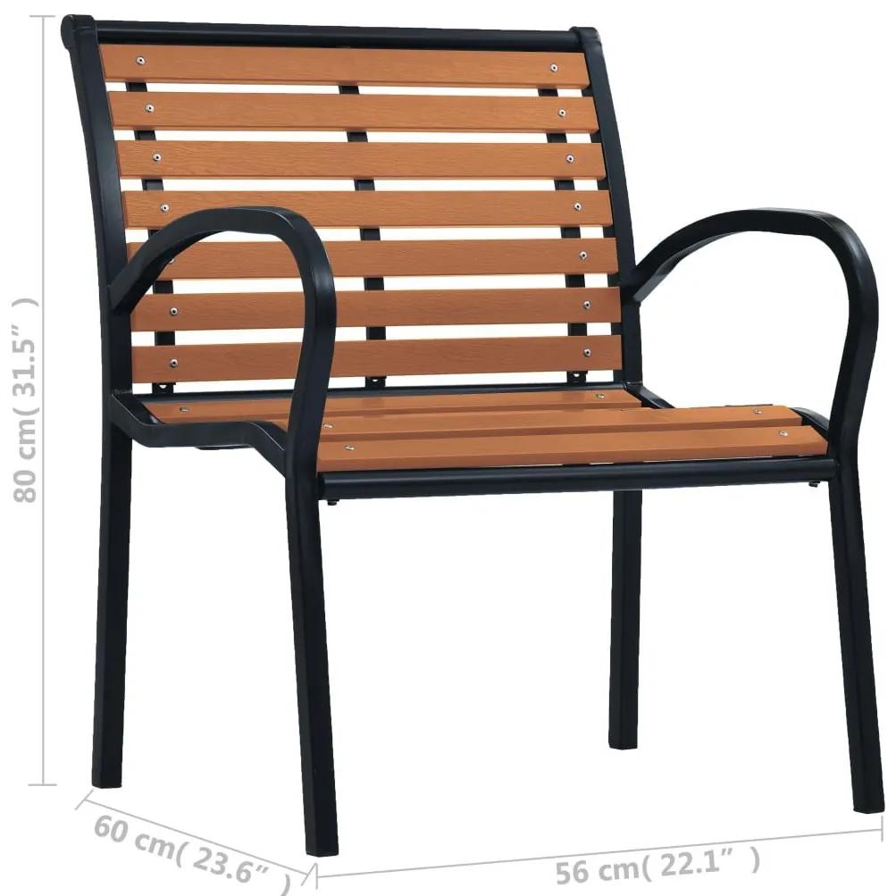 Καρέκλες Κήπου 2 τεμ. Μαύρο / Καφέ από Ατσάλι / WPC - Μαύρο
