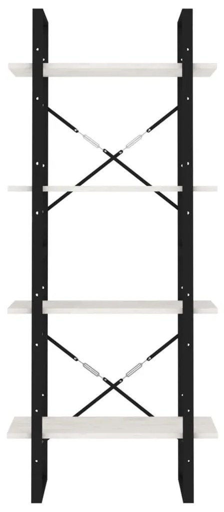 vidaXL Βιβλιοθήκη με 4 Ράφια Λευκή 60x30x140 εκ. από Μασίφ Ξύλο Πεύκου