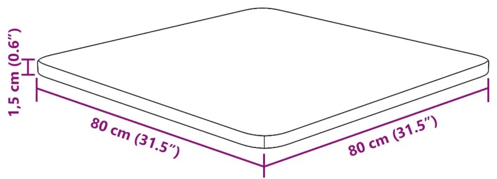 vidaXL Επιφάνεια Τραπεζιού Τετράγωνη Αν. Καφέ 80x80x1,5 εκ. Ξύλο Δρυς