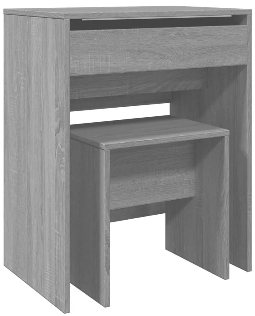 vidaXL Μπουντουάρ και Σκαμπό Γκρι Sonoma 60 x 40 x 113,5 εκ.