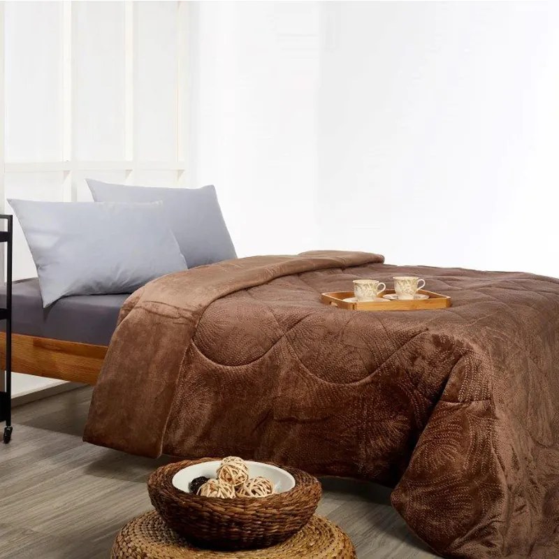 Κουβερτοπάπλωμα Υπέρδιπλο (220x240) Whitegg KB92 Brown