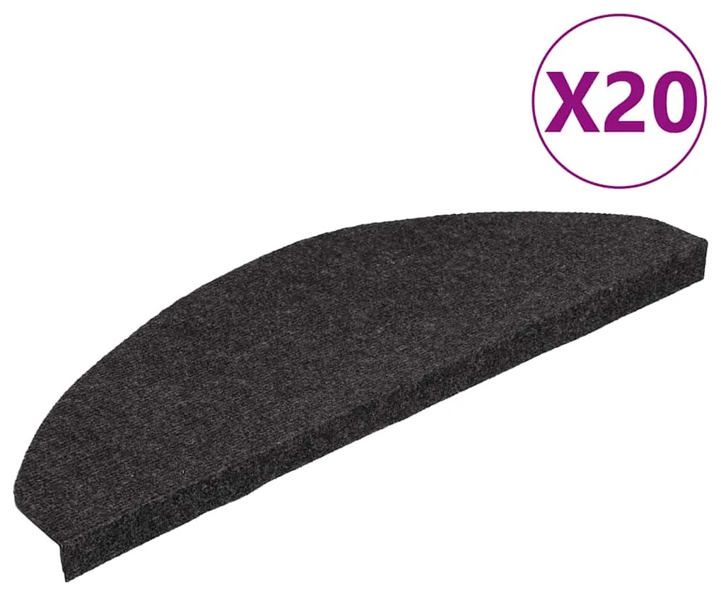 vidaXL Πατάκια Σκάλας Αυτοκόλλητα 20 τεμ. Μαύρα 65 x 22,5 x 3,5 εκ.