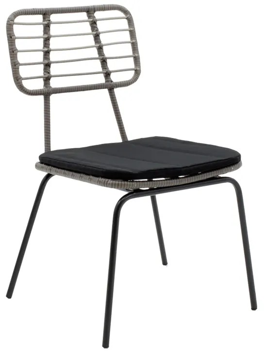 Τραπεζαρία Naoki - Kliton σετ 3τεμ pakoworld ανθρακί αλουμίνιο και μέταλλο σε μαύρη απόχρωση 80x80x74εκ