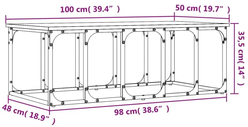 Τραπεζάκι Σαλονιού Γκρι Sonoma 100x50x35,5 εκ. Επεξεργ. Ξύλο - Γκρι