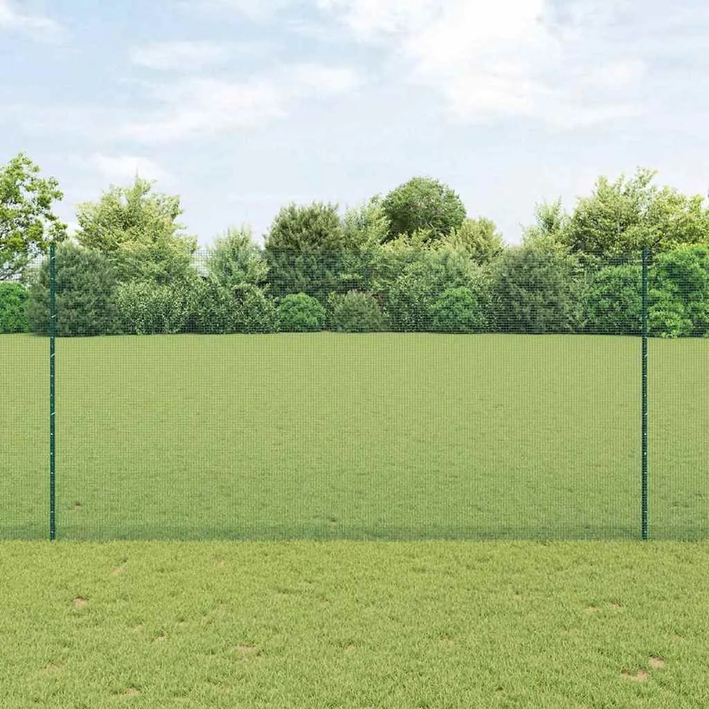 vidaXL Φράχτης με Στήλες. Πράσινο 1.6 x 25 m Ατσάλι
