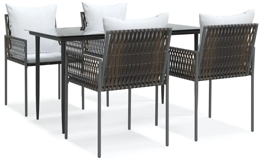 vidaXL Σετ Τραπεζαρίας Κήπου 5 τεμ. Συνθ. Ρατάν / Ατσάλι με Μαξιλάρια