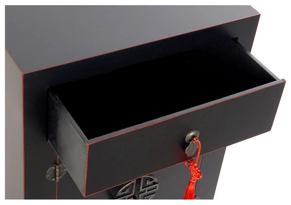 Κομοδίνο DKD Home Decor Έλατο Κόκκινο Μαύρο Ξύλο MDF 45 x 34 x 66 cm