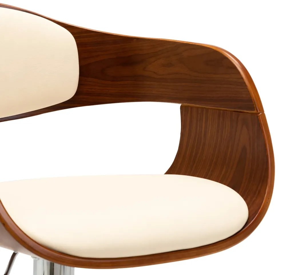 vidaXL Σκαμπό Μπαρ Κρεμ από Λυγισμένο Ξύλο και Συνθετικό Δέρμα