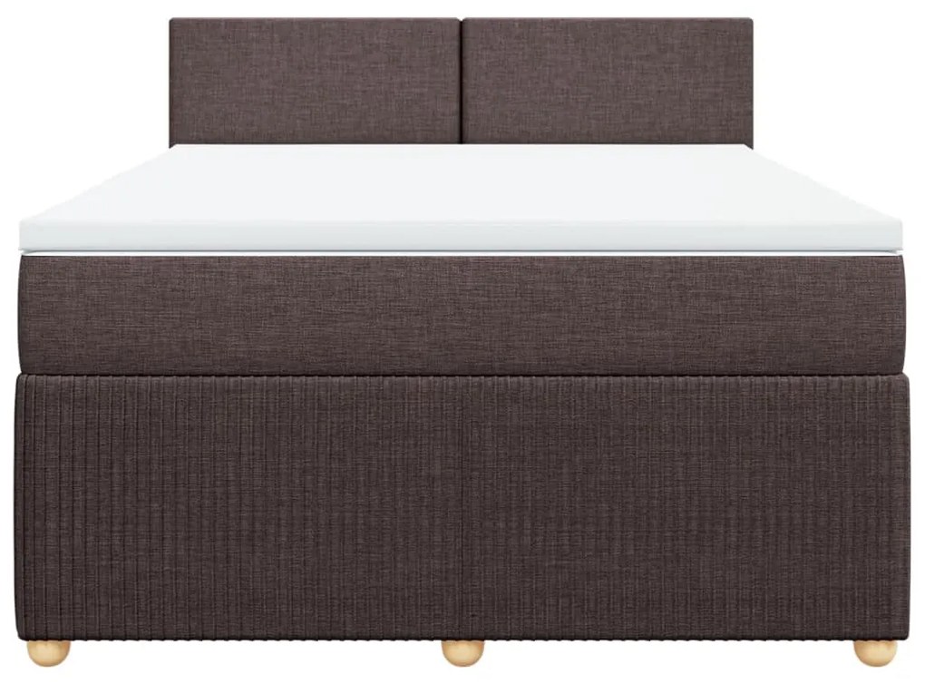 vidaXL Κρεβάτι Boxspring με Στρώμα Σκούρο Καφέ 140x190 εκ. Υφασμάτινο