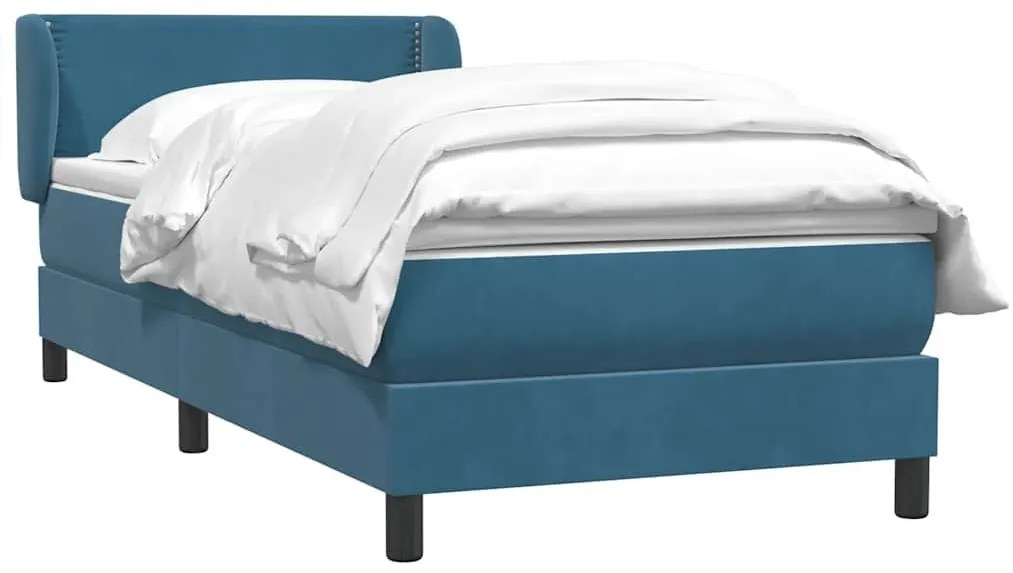 Κρεβάτι Boxspring με Στρώμα Σκούρο Μπλε 100x210 εκ. Βελούδινο - Μπλε